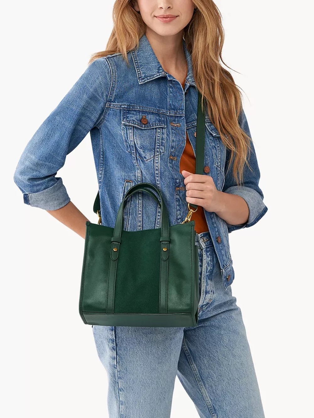 Fossil Pine Green Kingston Satchel - Picture 4 of 6